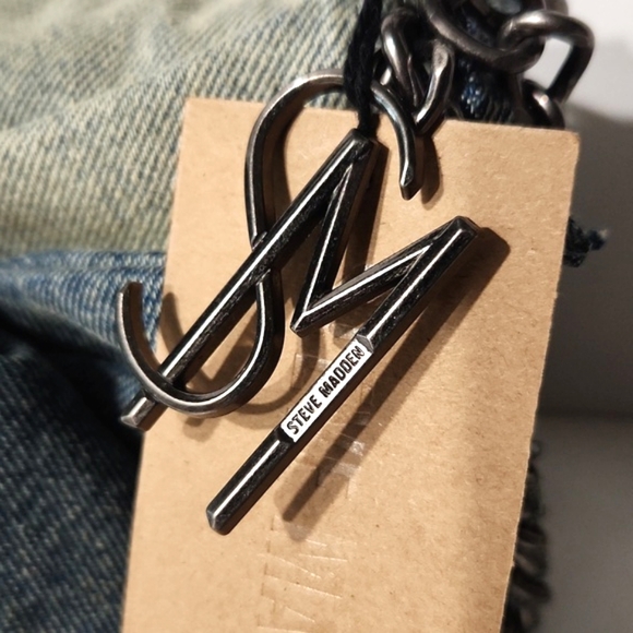 Steve Madden Washed Denim Rose Floral Crossbody Purse - Picture 6 of 14